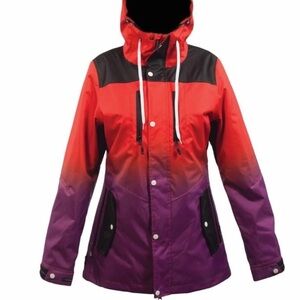 Neff Women's Red and Purple Ski Jacket